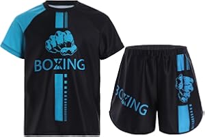 Miutii Jungen Muay Thai Short Kickboxen Kurze Hose + T-Shirt Kinder Boxing Kleidung Kampfsport MMA Thai Trainingsanzug