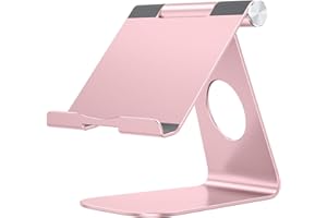 OMOTON Tablet Stand, Adjustable Tablet Holder, Aluminum Minimalist Desktop Tablet Dock Compatible with New iPad 10.9/10.2 iPad Pro 12.9/11, iPad Air 5/Mini 6, Samsung Tablet, etc. Rose Gold