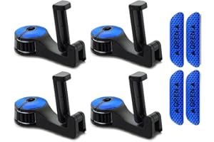 Hitopin 4 Stücke Universal Autositz Haken, Autositz Hakenhalter, 2 in 1 Auto Kopfstütze Haken, Geben 4PCS Reflektierende Aufkleber, für Suspension Handtaschen, Geldbörsen, Gegenstand (Blau)