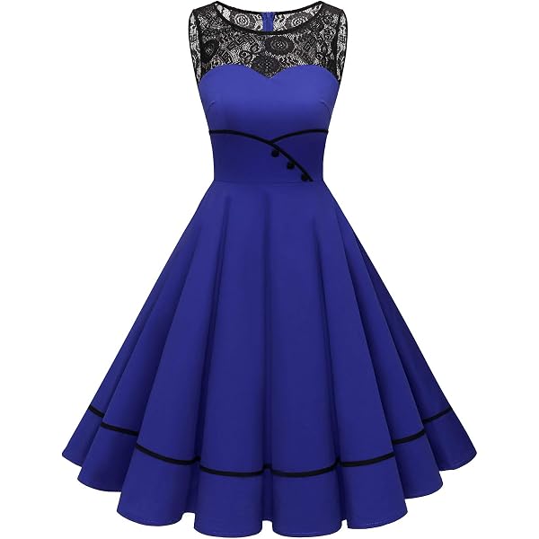 Robe Vintage Années 50 Pin Up Femme - Robe Crayon Rétro Chic Élégante Col Rond Cocktail Swing Rockabilly