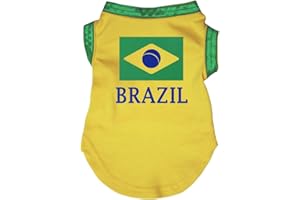 Petitebelle T-shirt pour chien Motif drapeau du Brésil Jaune Taille S