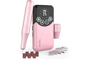 ANBEISTEE Fresa per Unghie Professionale Ricaricabile a 35000 RPM, Controllo Touch Screen, kit Lima per Unghie Elettrica Portatile per Manicure/Pedicure/Sagomatura/Taglio/Lucidatura, Rosa