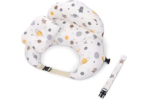 LIFEJXWEN Nursing Pillow with Baby Cushion, 3Pcs Breastfeeding Baby Breast Feeding Pillow with Strap and 15° Anti-Reflux Cushion, Cotton Detachable Pillowcase Pregnancy Gift (Universe Planet)