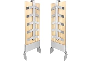 HENGMEI 2er-Set Flammlachsbretter Räucherbrett Flammlachs Brett mit Stabiler Edelstahl-Halterung für Feuerschale & Grill