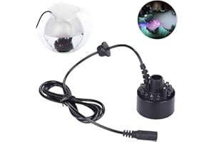 ZEERKEER Ultraschall Nebler Hersteller 12 LED Nebel Nebelmaschine Zerstäuber Diffuser Mist Maker Geeignet für Innen oder Außenbrunnen, Mini Wasserspiele und Büroanwendungen