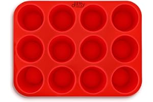 DILITY 12 Cup Silicone Muffin Trays, Yorkshire Pudding Tray, Silicone Cake Moulds for Baking, Non Stick Muffin Tin, Baking Mould for Muffins, Cupcakes, Silicone Bakeware Tray
