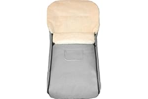 Baby-Joy Fußsack KAI XXL 120 cm filzfrei aus Lammwolle und Polyester für Kinderwagen, Buggy und Schlitten, Übergroßer Super-Wash Thermofußsack | Farbe: 03 Grau