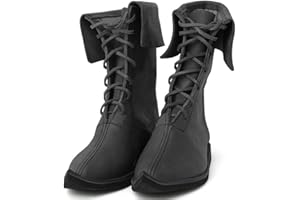 Mooke Mittelalterliche Prinz Cosplay Stiefel, Wikinger Ritter Schnürstiefel Mit Flacher Spitze Herren LARP Schuhe Renaissance Pirate Cosplay Kurzer Stiefel