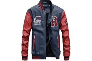 Vogstyle Uomo/Signori/Ragazzi PU Pelle College Baseball Jacket Felpa Motociclista Giacca Giubbotto