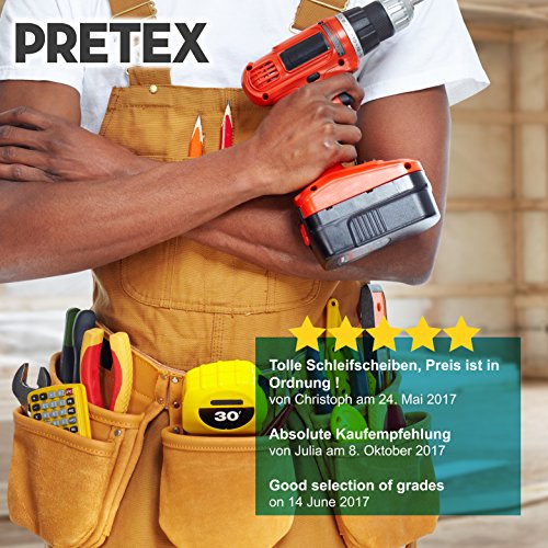 PRETEX 60 Profi Klett-Schleifscheiben für Exzenter-Schleifer 8 Loch, Ø 125 mm | 2 Jahre Zufriedenheitsgarantie | Körnung je 10x: 40 / 60 / 80 / 120 /180 / 240, Schleifpapier Set, Schleifblätter, Schleifblatt Set, Schleifscheiben Set - 6