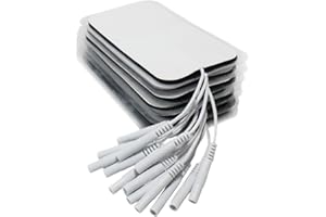 FunnAura 12 Pcs Large Electrode Tens Machine Pads, 2x4 Inch Self-Adhesive Tens Pads Replacement for 2mm Pin Electrotherapy