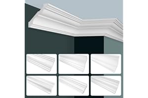GRAND DECOR Stuckleisten Decke modern, PU Hartschaum weiß - 2m Deckenleisten glatt Eckleisten Polyurethan Kunststoff Stuck (2 Meter P803)