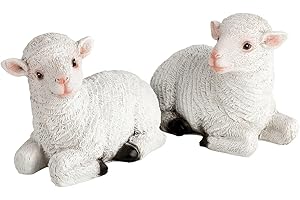 VERDOBA - Figuras para jardín tamaño Real (Dos corderos) - Decoración para Exterior - Esculturas con Formas de Animales - Figurines Decorativos de Piedra