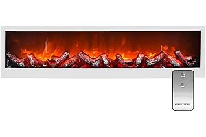STEPHANS MÖBELBÖRSE LED Wandkamin Tischkamin Elektrokamin mit realistischer Flammensimulation Feuersimulation Kaminfeuer weiß inkl. Fernbedienung 60x20cm