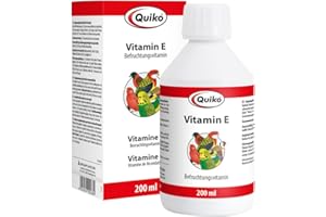 Quiko Vitamine E 200ml Liquide - Vitamine de fécondation pour Oiseaux d'ornement, Pigeons Voyageurs & Poules - Soutient l'élevage & favorise d'excellents résultats de Reproduction