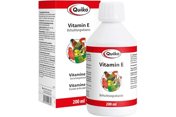 Quiko Vitamine E 200ml Liquide - Vitamine de fécondation pour Oiseaux d'ornement, Pigeons Voyageurs & Poules - Soutient l'élevage & favorise d'excellents résultats de Reproduction