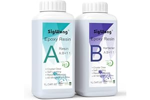 SIGWONG Epoxy Resin Clear Crystal Coating Kit 68oz/2L - 2 Part Casting Resin for Art, Craft, Countertop, Wood, Jewelry Making, River Tables
