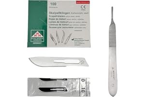 Wittex Skalpell-Set – 100 sterile Skalpellklingen Nr. 10 aus Karbonstahl Heinz Herrenz inkl. Skalpellhalter Nr. 3 aus Edelstahl