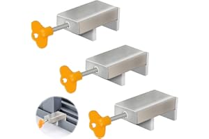 LEIBOCHAO 3 Pezzi Finestra Scorrevole Serratura in Lega di Alluminio con Chiave Regolabile, Ferma Finestra Scorrevole, Finestre Fermaporta per la Sicurezza Del Bambino