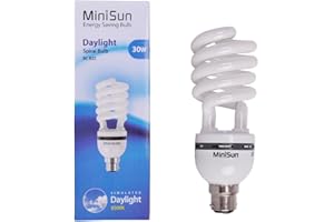 MiniSun | 30W BC B22 Energy Reducing Daylight CFL Spiral Bulb | Table Lamps, Home Décor & Improvement Essential