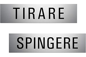 OFFORM DESIGN Targhette adhesivo in alluminio Tirare -Spingere I 160x40 mm | Argento | No.28017-E