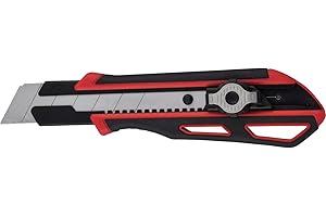 ViCUT Rotes hochbeanspruchbares, doppelschließendes und einziehbares Viwanda 25mm Cuttermesser/Universalmesser mit besonders dicken Stahlklingen und extra Klingenhalter. Cutter/Messer