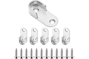 JEYORZY 6x Guardaroba Asta Di Supporto Con 12 Viti, Supporto Asta Armadio, Armadio Appendiabiti Con Staffa Per Binario Ovale, Per Guardaroba Staffe dell'asta per Mobili