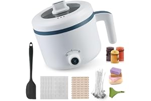 HELANGEL Candle Wax Melting Pot,Wax Melter Kits for Candle Making,1.7L Electric Wax Melting Pot with Pouring Spout Wicks, Wick Stickers, Centering Device, Spoon, Candle Making Kits,UK Plug