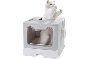 Pawsayes Toilette per gatti, Lettiera per gatti pieghevole con coperchio lettiera chiusa, scomparto inferiore rimovibile per una facile pulizia XXL