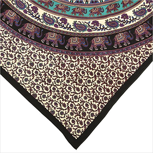EYES OF INDIA – QUEEN BLACK INDIAN HIPPIE MANDALA ELEPHANT TAPESTRY BEDSPREAD Beach Blanket Dorm - 5