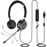 Headset - Kopfhörer Headset PC Headset USB Over The Head mit Mikrofon, Noise Cancelling Stereo Kopfhörer Faltbare Kopfhörer f