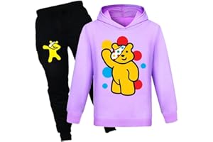 NILKOOZ Girls Tracksuits Cartoon Bear Cat Printing Hoodie & Joggers Pant Outfit 2pcs Set Unisex Kids Tracksuit Clothing