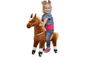 Miweba Poney Amadeus | Cheval à Bascule - Jouet à Bascule - Cheval pour Enfants - Poney en Peluche à roulettes - Jouet à chevaucher - Peluche - Jouet Debout - 3-5 Ans