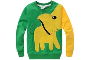 DHASIUE Little Boys Jumpers Kids Elephant Sweatshirt Pullover Clothing Shirts Casual Tops Cotton Tee Toddler Age 2-7 Years