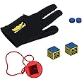 JBB Combo of Chalks, Cue Tips, Glove and Rubber Chalk Holder for All Billiards Snooker, Pool and Cue Sports Needs