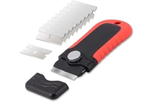 Winjun Profi Reinigung Schaber mit 10 Stück Edelstahlklingen/Allzweck Schaber/Glasschaber/Ceranfeldschaber/Kochfeldschaber/Ceranfeldreiniger/Universal Schaber für Backofen