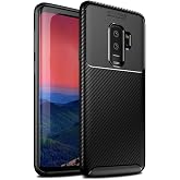Aksesuarcim Samsung Galaxy S9 Plus ile Uyumlu Kılıf Silikon İnce Karbon L&uuml;x Parmak İzi Yapmayan Tarz Kapak Siyah