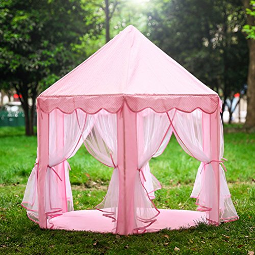 Indoor and Outdoor Hexagon Fairy Princess Castle Play Tent, Playhouse Tents As Great Gift for Boys and Girls With 50 Small Star Lights, Pink reviews Indoor and Outdoor Hexagon Fairy Princess Castle Play Tent, Playhouse Tents As Great Gift for Boys and Girls With 50 Small Star Lights, Pink