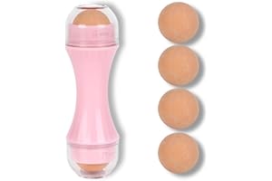 LARFRAECY Rouleau volcanique absorbant l'huile,4 balles volcaniques pour le visage,Rouleau absorbant l'huile volcanique,réutilisable, outils de soins de la peau du visage,léger et portable (Rose)