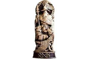 FIYSON Norse Mythology Decor Statue,Odin,Thor,Resin Viking Mythology Figurines for Home Table Gifts Applicable to Wine Cabinet and Bookshelf,Viking God Worship Altar Shrine Sculpture Home Decor (Odin)