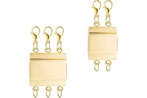 KINBOM 2 Pièces Fermoir de Superposition, Fermoir Multirangs Séparateur de Collier Magnétique Poli Connecteur Multi-Brins de Bijoux pour Bracelet de Collier en Couches Fabrication de Bijoux (Doré)