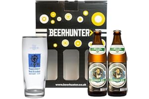 BEER HUNTER Augustiner Helles German Lager Gift Set with Official Augustiner Glass (2 Pack)