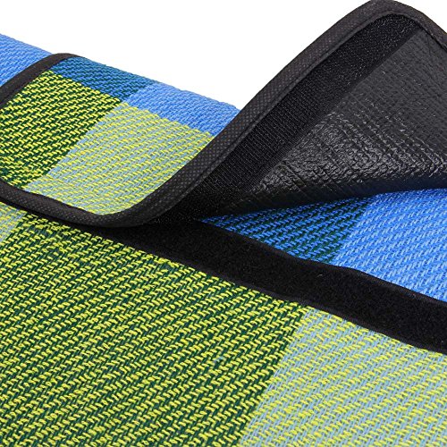Picknick Decke XXL 200 x 200 cm mit Tragegriff isolierende Unterseite hellblau gelb Beach Decke Picknickteppich Campingdecke - 8