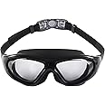 Amazon Brand - Symactive Big Frame Competition Swim Goggles with Protective Case | Pro Clear Lens | Wide-Vision Swimming Goggles with UV & Fog Resistant | for Adult Men & Women (Black)