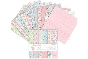 ORIENTAL RIVERKIT 24pcs Christmas Pattern Paper Set Patterned Papers for Crafts DIY Album Scrapbook Decorative Paper for Card Making Scrapbooking Home Décor 15.2*15.2cm