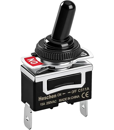 Heschen Metall-Kippschalter RT1021 – SPST, ON/OFF, 2 Positionen, 15A / 250VAC, Mit Wasserdichter Kappe – CE-zertifiziert