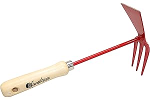 KAMIKAZE PERFORMANCE IN YOUR HANDS Kamikaze Azuela con Horquilla 2 en 1 | Herramienta de Jardinería Resistente y Versátil | Mango Barnizado Antideslizante | Acero de Alta Durabilidad y Antióxido | Ideal para Cultivo y Excavación