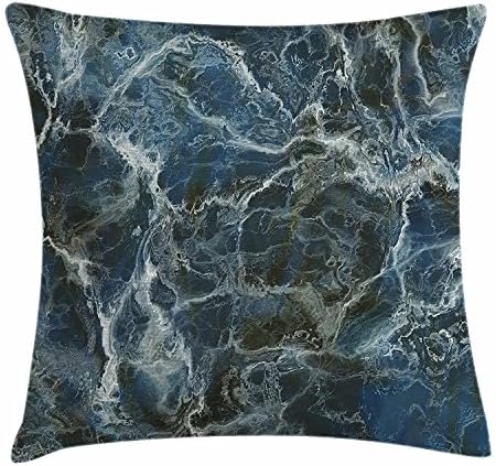 Marble Throw Pillow Cushion Cover, Surface Motif with Large Formless Crack Lines and Granite Rock Abstract Design, Decorative Square Accent Pillow Case, 18X18 Inches, Slate Blue Grey