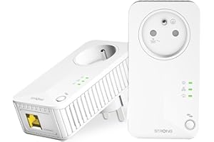 STRONG - Powerline 600 Kit - Duo Prises CPL - Kit CPL - 600 Mbps - Compatible Toute Box/Routeur - Port Ethernet + Prise Filtrée - Installation Rapide - Internet Haut Débit Partout -POWERL600DUOFRV2