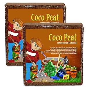 Nalla Cocopeat Block/Agropeat Block of 10 Kgs - (Pack of 2) Expands Up to 150 litres of Coco Peat Powder - Export Quality